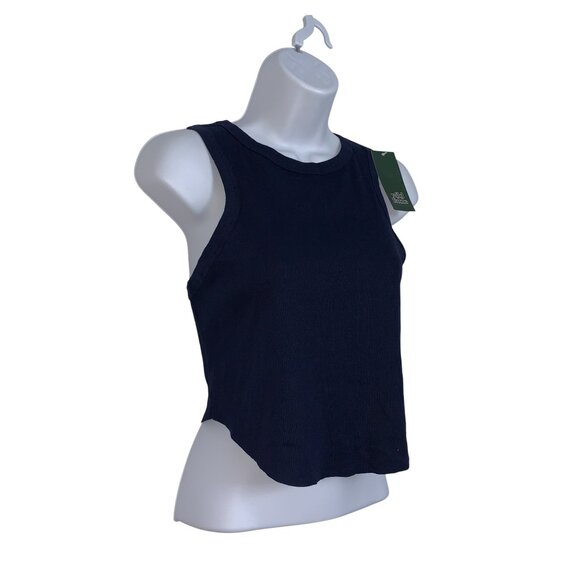 Wild Fable Junior Teens Navy Blue Round Neck Ribbed Cropped Tank Top Size XXL - Picture 3 of 11